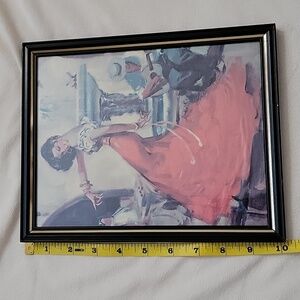 Vintage Rico Tomaso Lithograph Framed Print - Dancing Scene